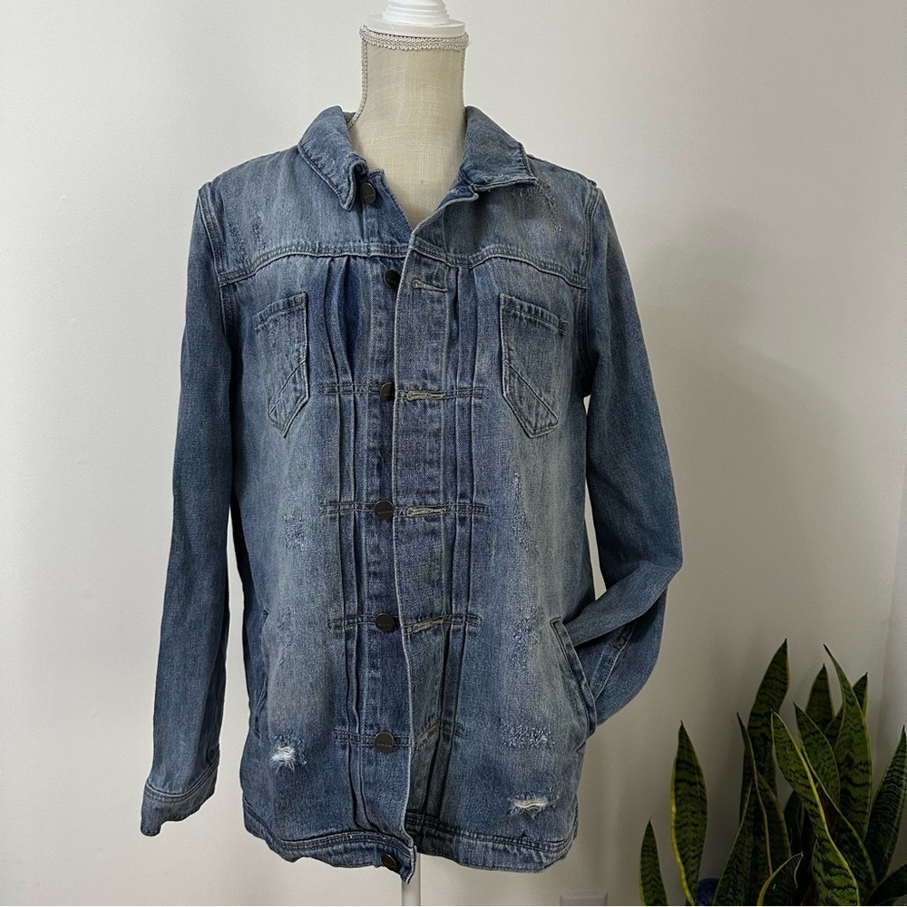Dear John Distressed Oversized Denim Jean Jacket Women’s Size L